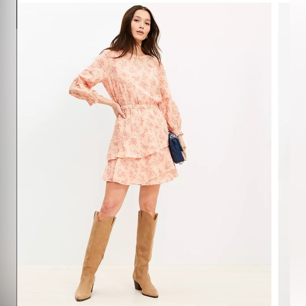LOFT Meadow Tiered Ruffle Mini Dress